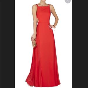 Brielle Sleeveless Side-Pleated Gown in Red